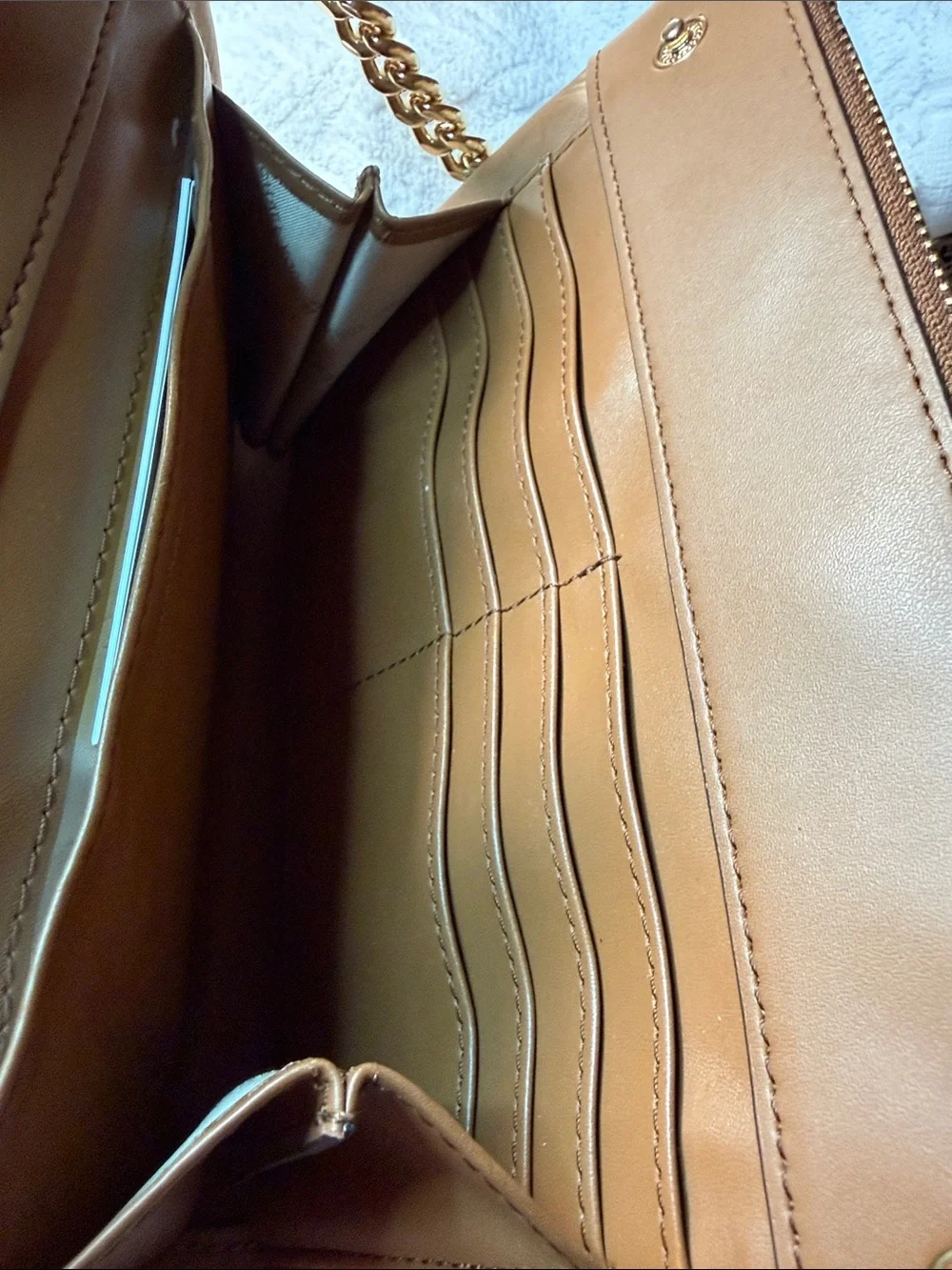 Michael Kors Tan Studded Nylon Crossbody with Gold Studs
